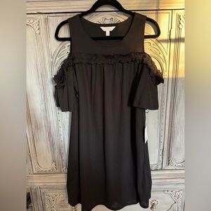 Black Off-Shoulder Dress with Ruffle Detail